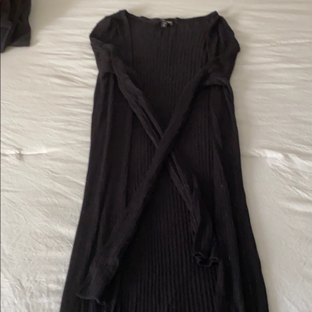 Express Long split end black cardigan